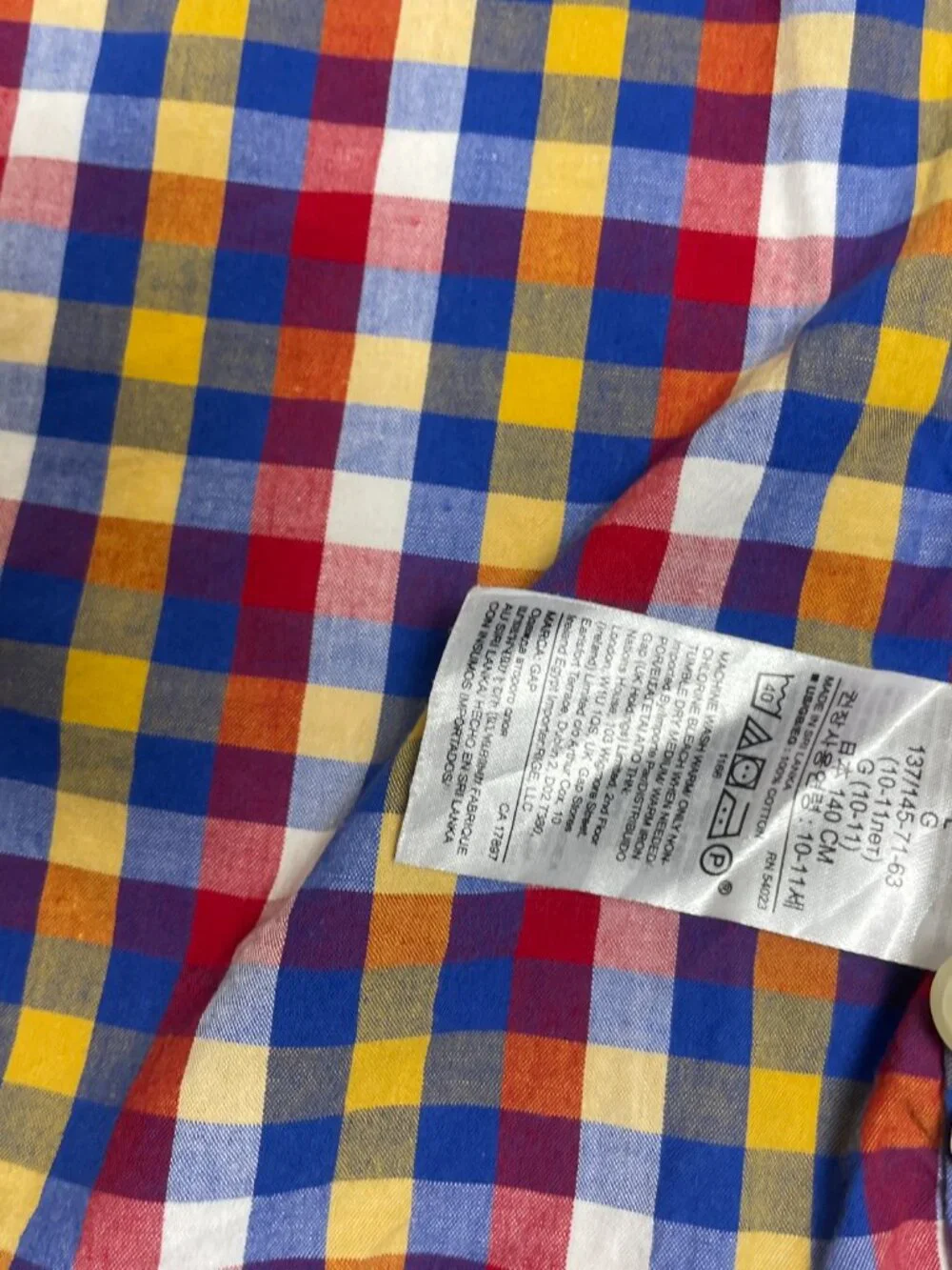 GAP Boys Long Sleeve multicolor Button Up Shirt Sz 10 Regular 100% cotton L
